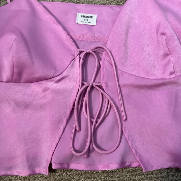Zara Pink Tie-Front Crop Top - Picture 2 of 3